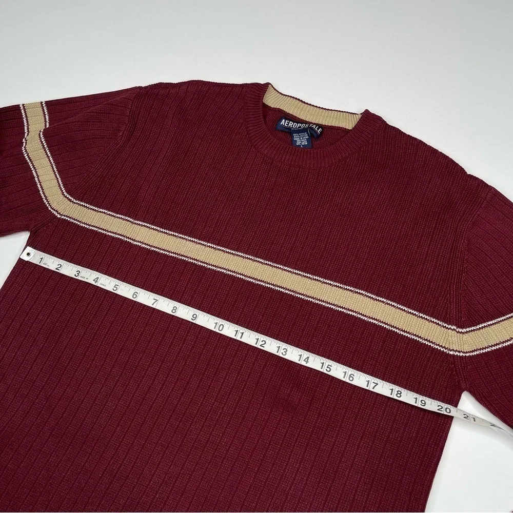 Aeropostale Vintage Sweater Crew Neck Maroon Cable Knit Gorp Outdoor Office